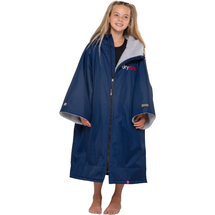 2024 Dryrobe Junior Advance Short Sleeve Change Robe V3 V3KSS - Navy Blue / Grey